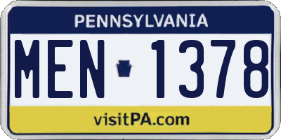 PA license plate MEN1378