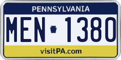 PA license plate MEN1380