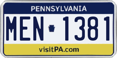 PA license plate MEN1381