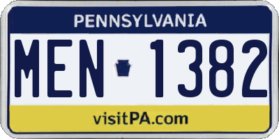 PA license plate MEN1382