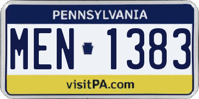 PA license plate MEN1383
