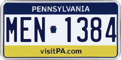 PA license plate MEN1384