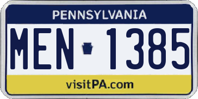 PA license plate MEN1385