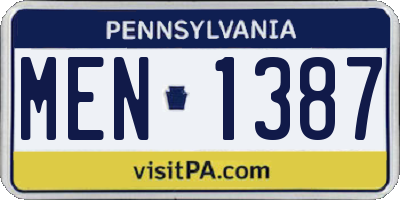PA license plate MEN1387