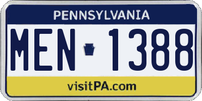 PA license plate MEN1388