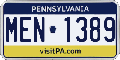 PA license plate MEN1389
