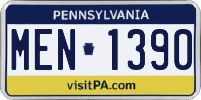 PA license plate MEN1390