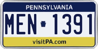PA license plate MEN1391