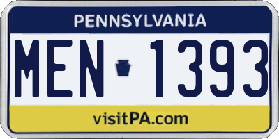 PA license plate MEN1393