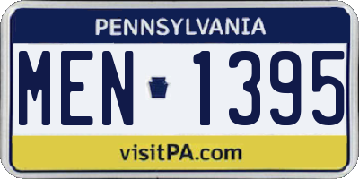 PA license plate MEN1395