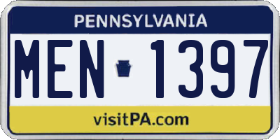 PA license plate MEN1397
