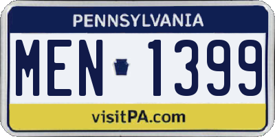 PA license plate MEN1399