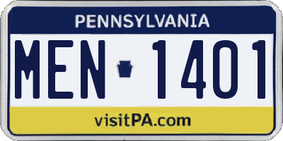 PA license plate MEN1401
