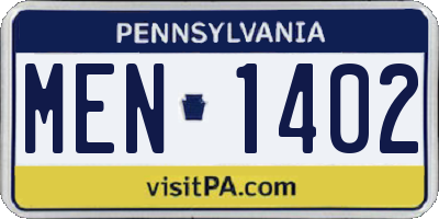 PA license plate MEN1402