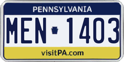 PA license plate MEN1403