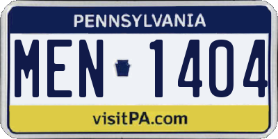 PA license plate MEN1404