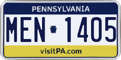 PA license plate MEN1405