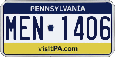 PA license plate MEN1406