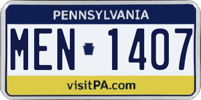PA license plate MEN1407