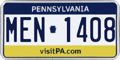 PA license plate MEN1408