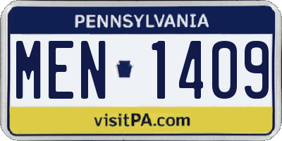 PA license plate MEN1409
