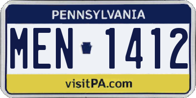 PA license plate MEN1412