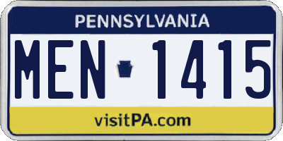 PA license plate MEN1415