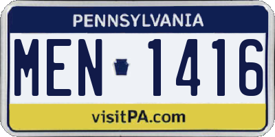 PA license plate MEN1416