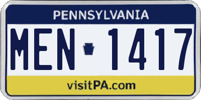 PA license plate MEN1417