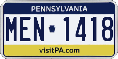PA license plate MEN1418