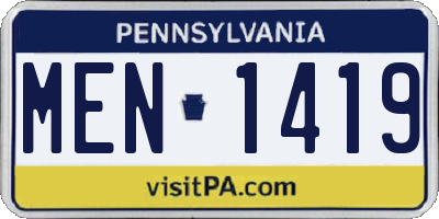 PA license plate MEN1419