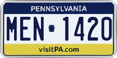 PA license plate MEN1420
