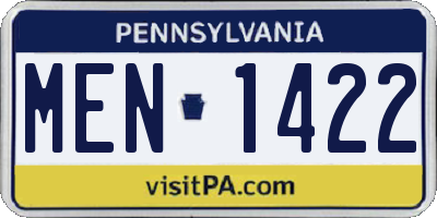PA license plate MEN1422