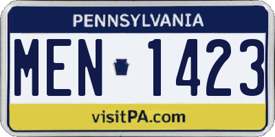 PA license plate MEN1423