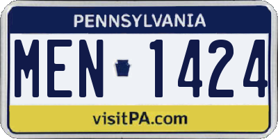 PA license plate MEN1424