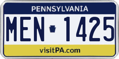 PA license plate MEN1425