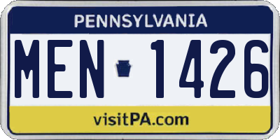 PA license plate MEN1426