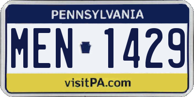 PA license plate MEN1429