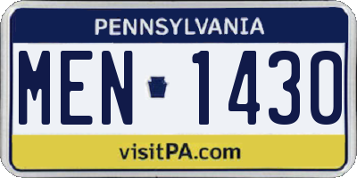PA license plate MEN1430
