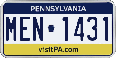 PA license plate MEN1431