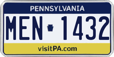 PA license plate MEN1432