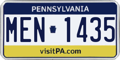 PA license plate MEN1435