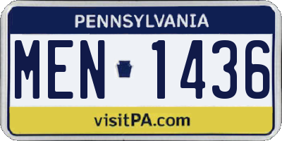 PA license plate MEN1436