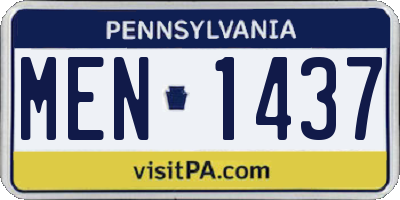 PA license plate MEN1437