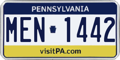 PA license plate MEN1442