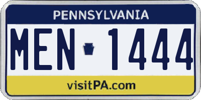 PA license plate MEN1444