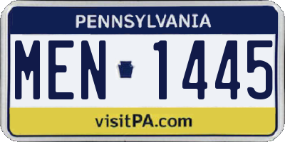 PA license plate MEN1445