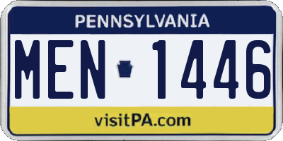 PA license plate MEN1446