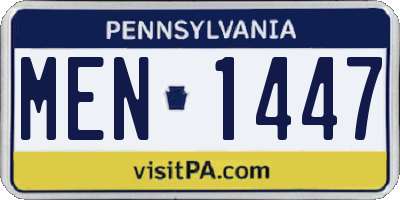 PA license plate MEN1447
