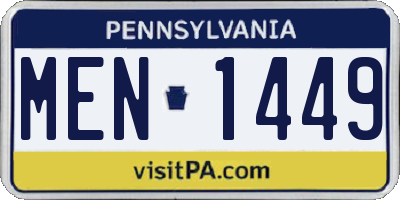 PA license plate MEN1449